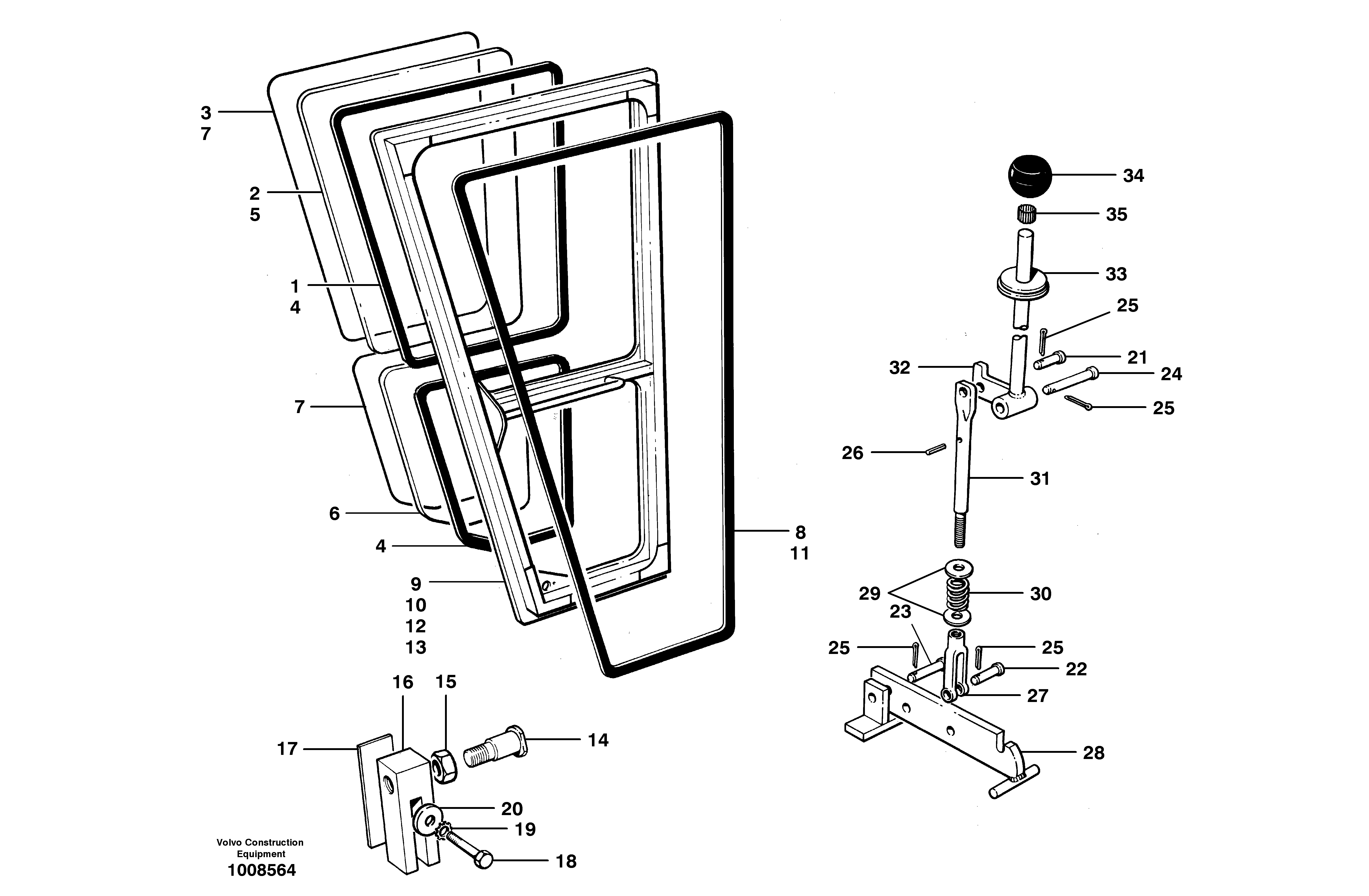 Схема запчастей Volvo G700B MODELS S/N 35000 - - 58639 Doors and latch 