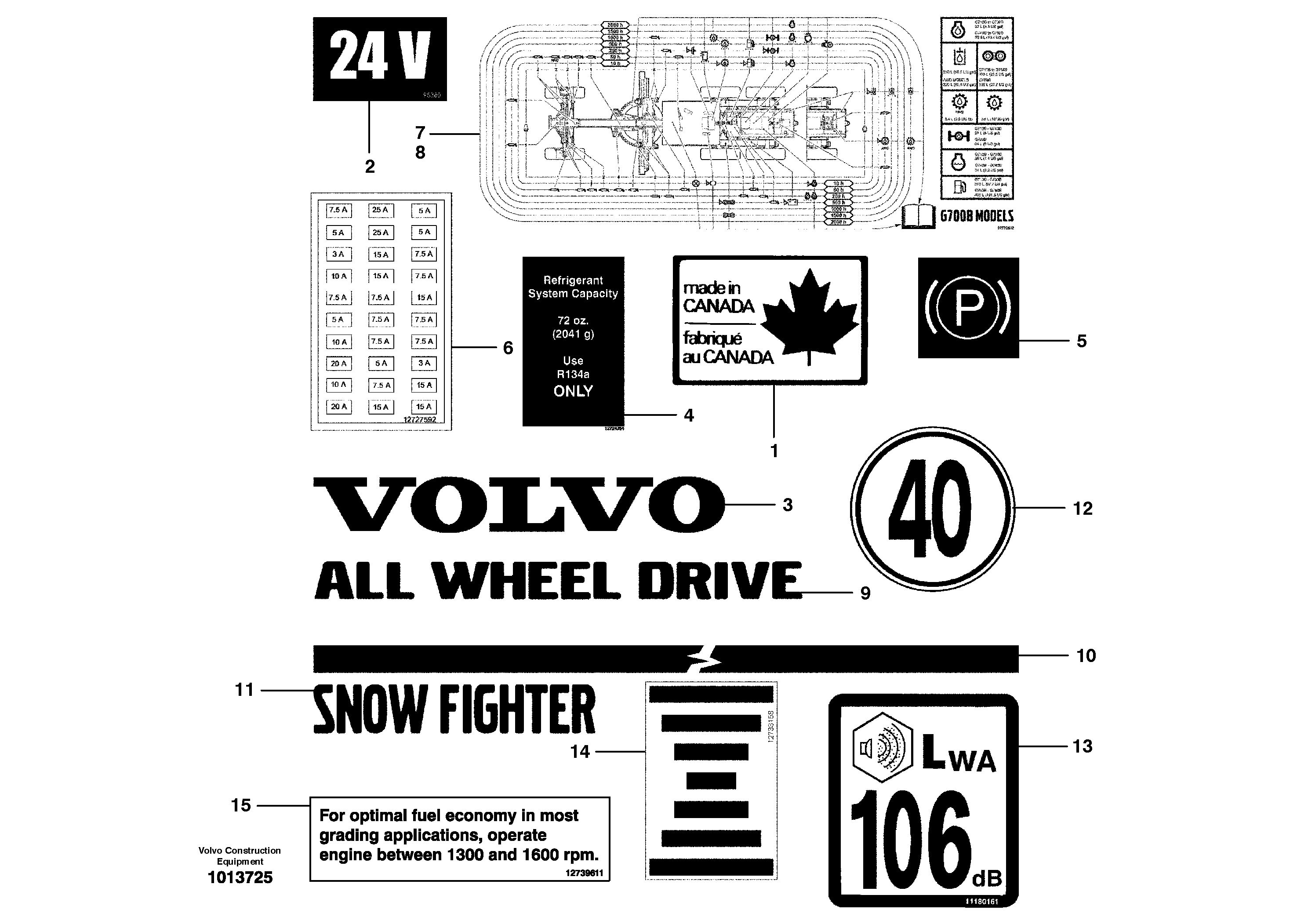 Схема запчастей Volvo G700B MODELS S/N 35000 - - 20350 Decals 