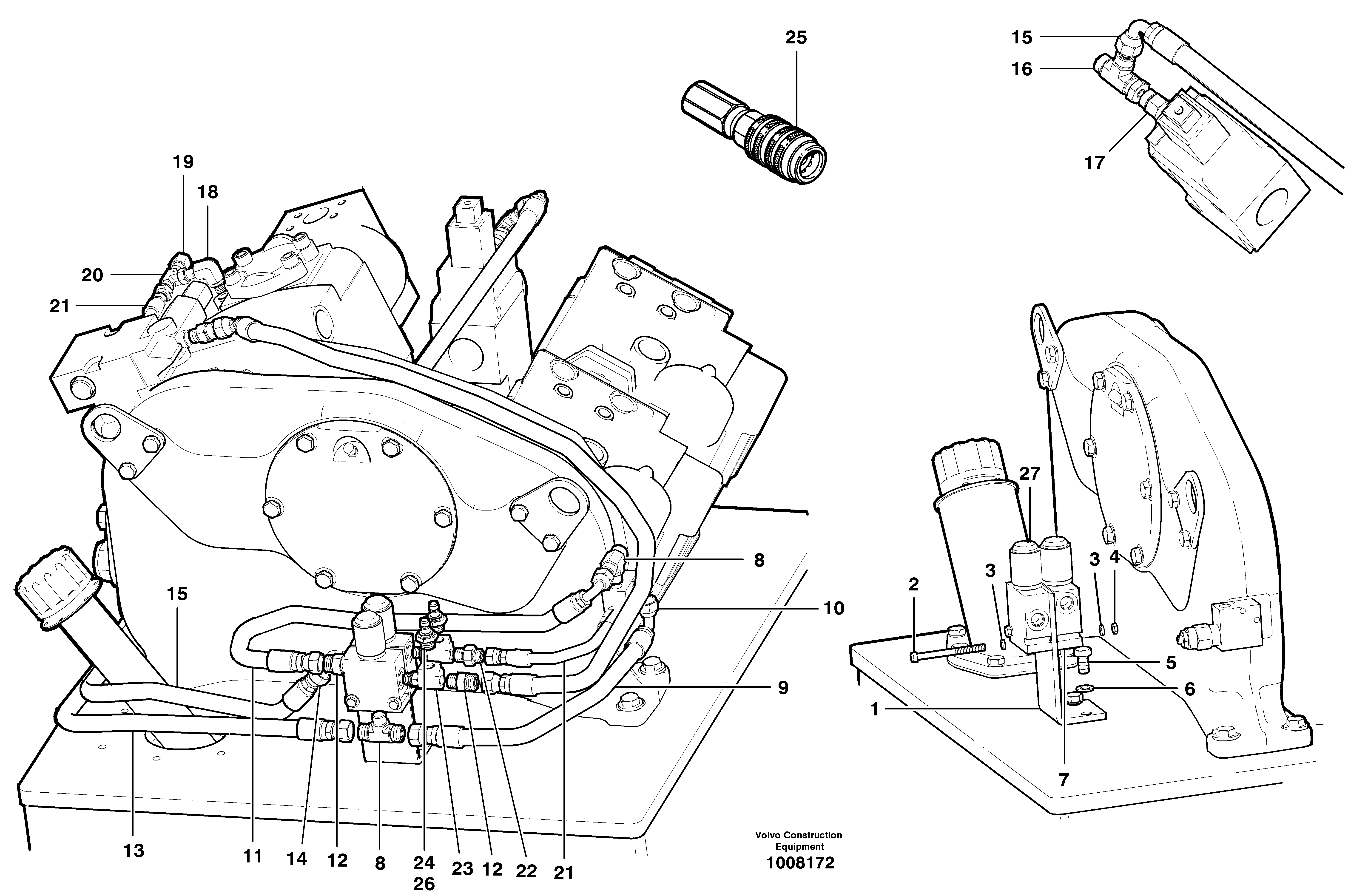 Схема запчастей Volvo G700B MODELS S/N 35000 - - 29739 Cold start hydraulic circuit - AWD 