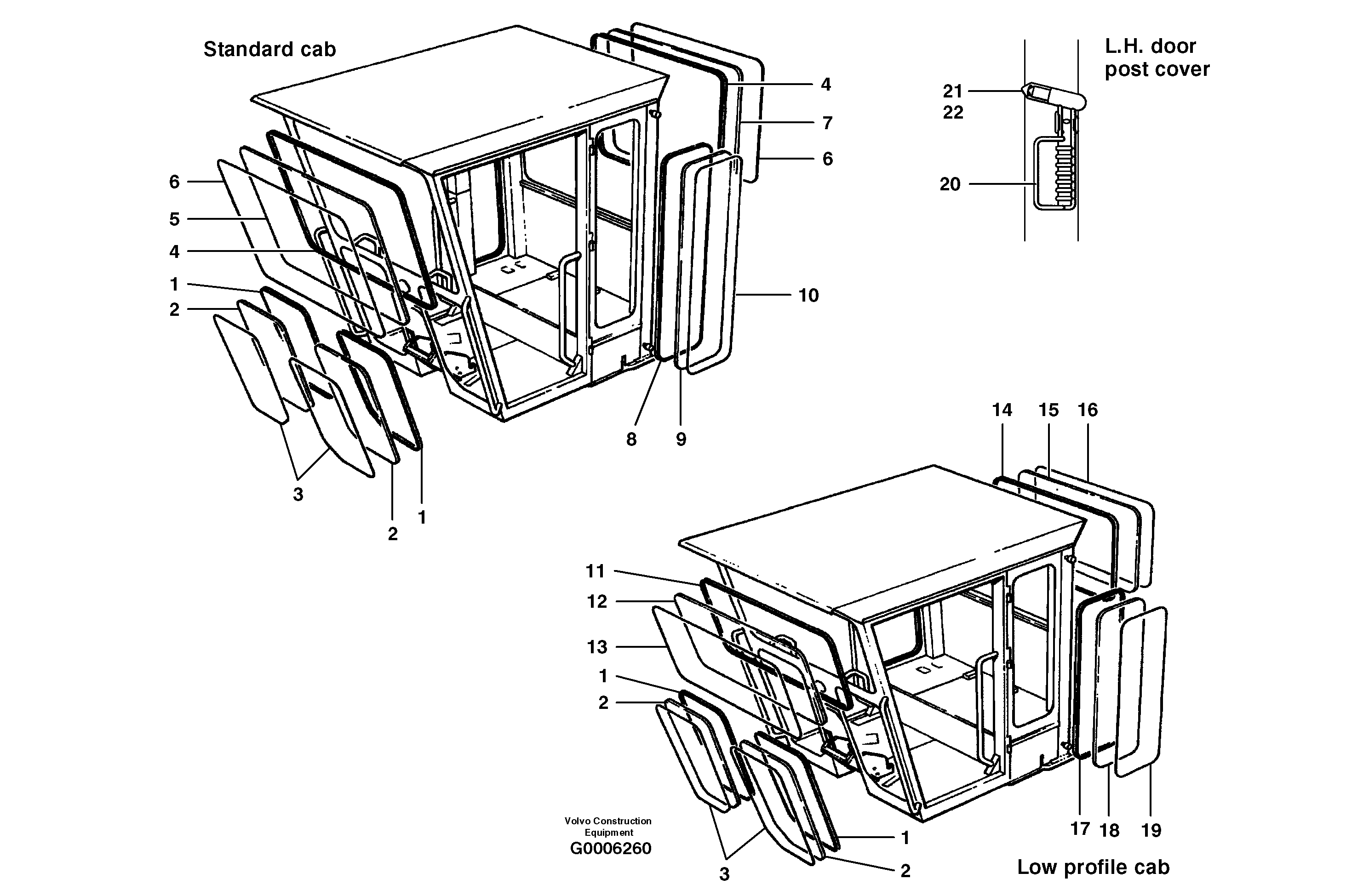 Схема запчастей Volvo G700B MODELS S/N 35000 - - 14476 Cab Glass 