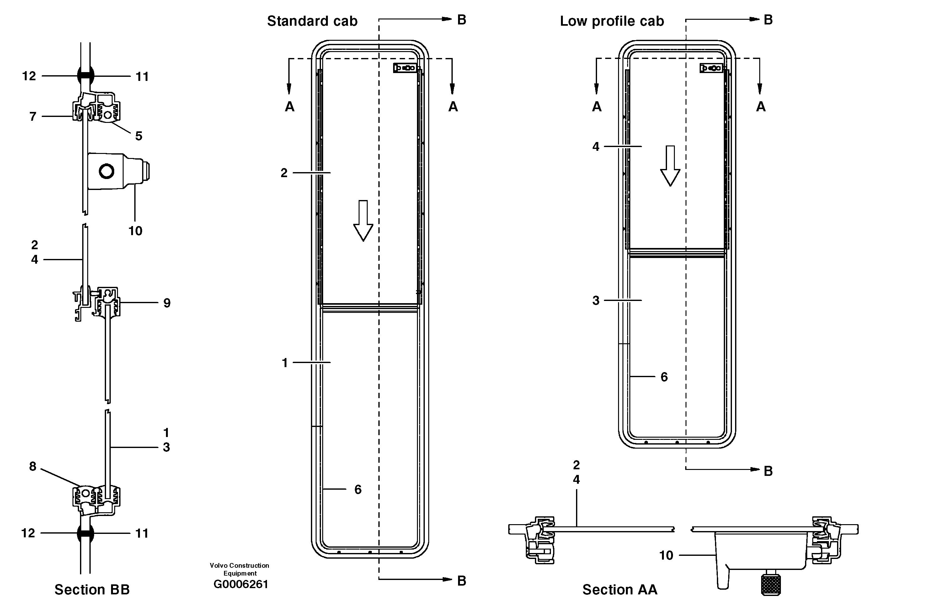 Схема запчастей Volvo G700B MODELS S/N 35000 - - 20356 Side slider window 