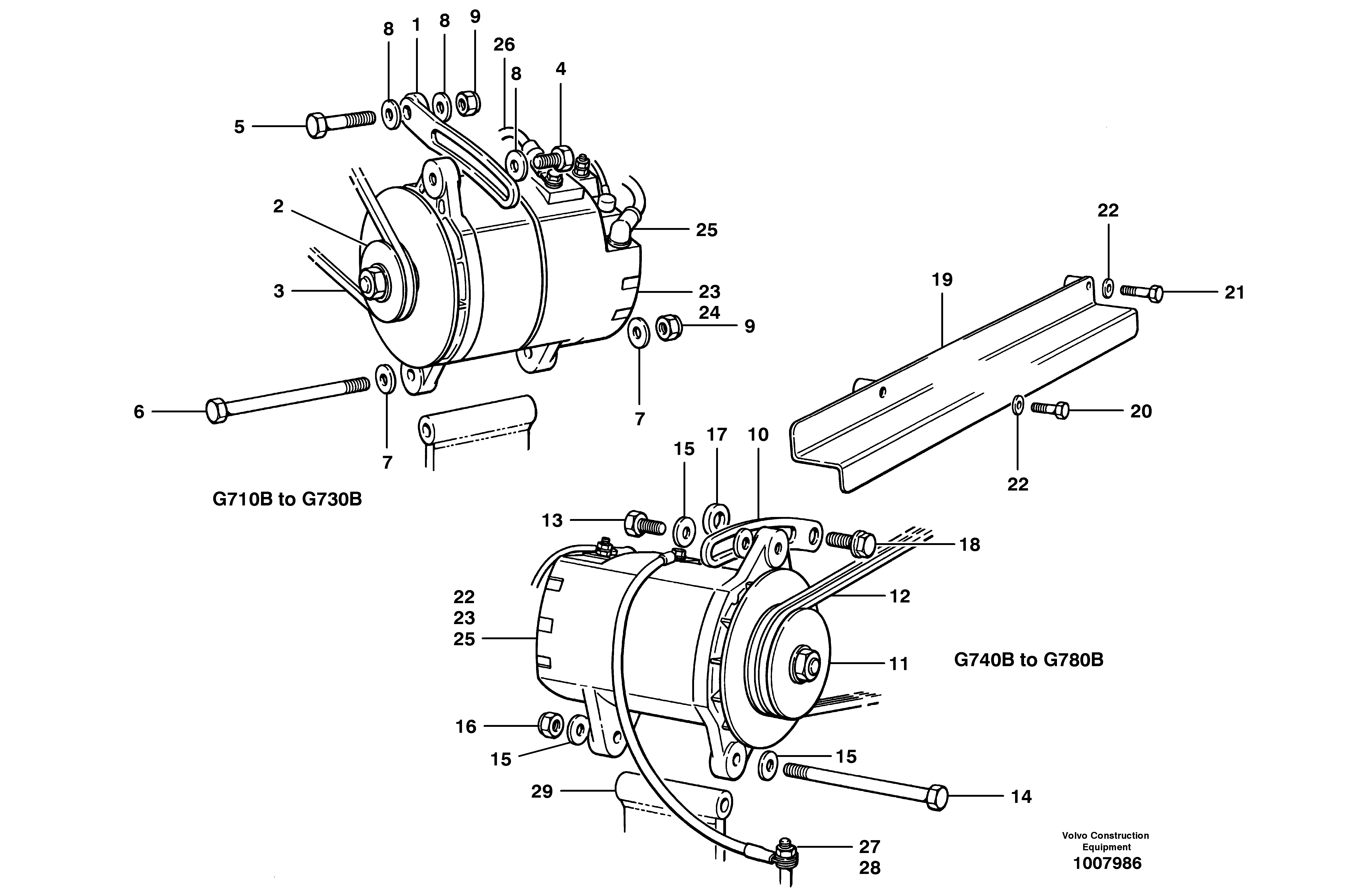 Схема запчастей Volvo G700B MODELS S/N 35000 - - 56955 Alternator 