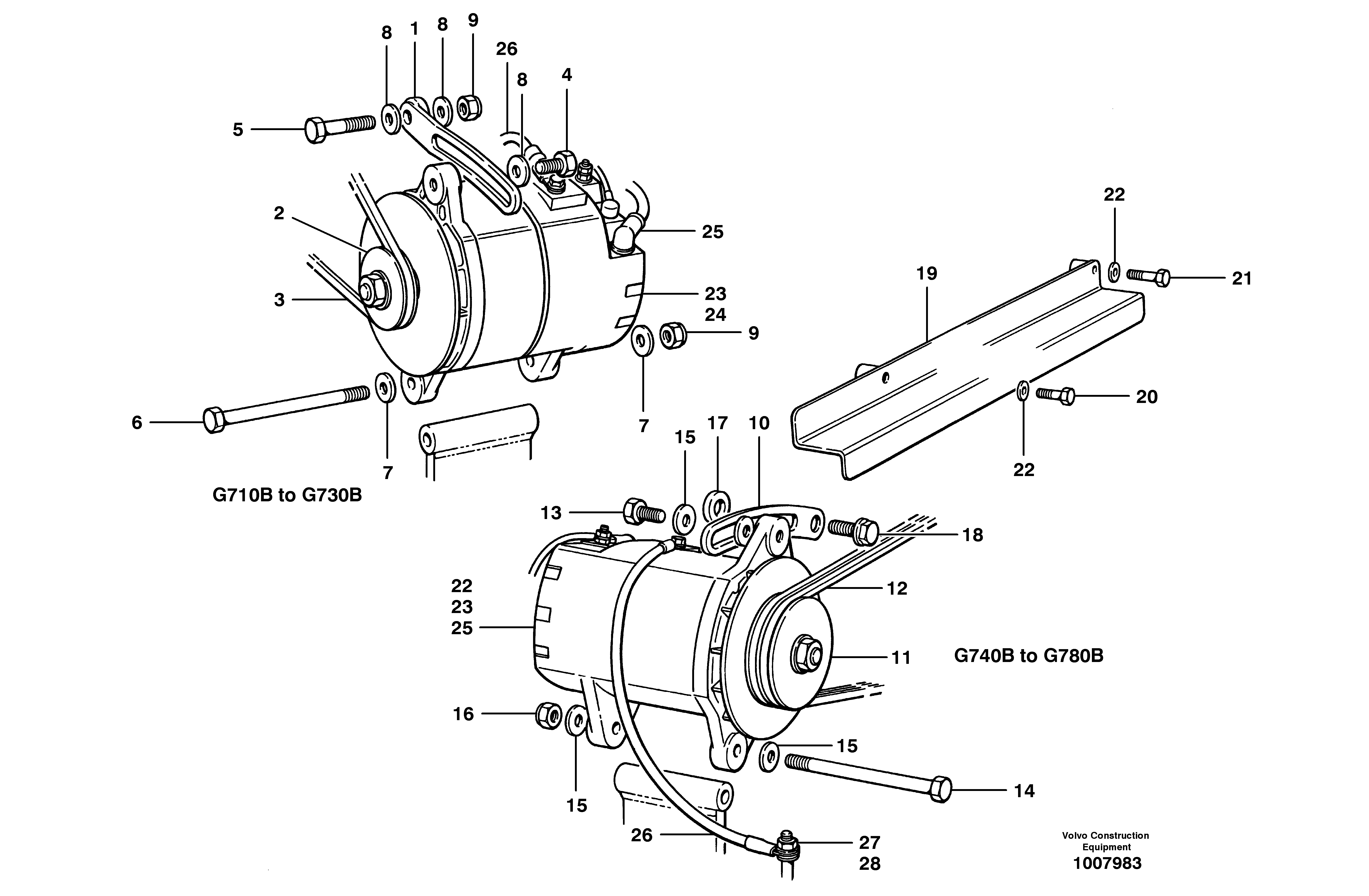 Схема запчастей Volvo G700B MODELS S/N 35000 - - 56956 Alternator 