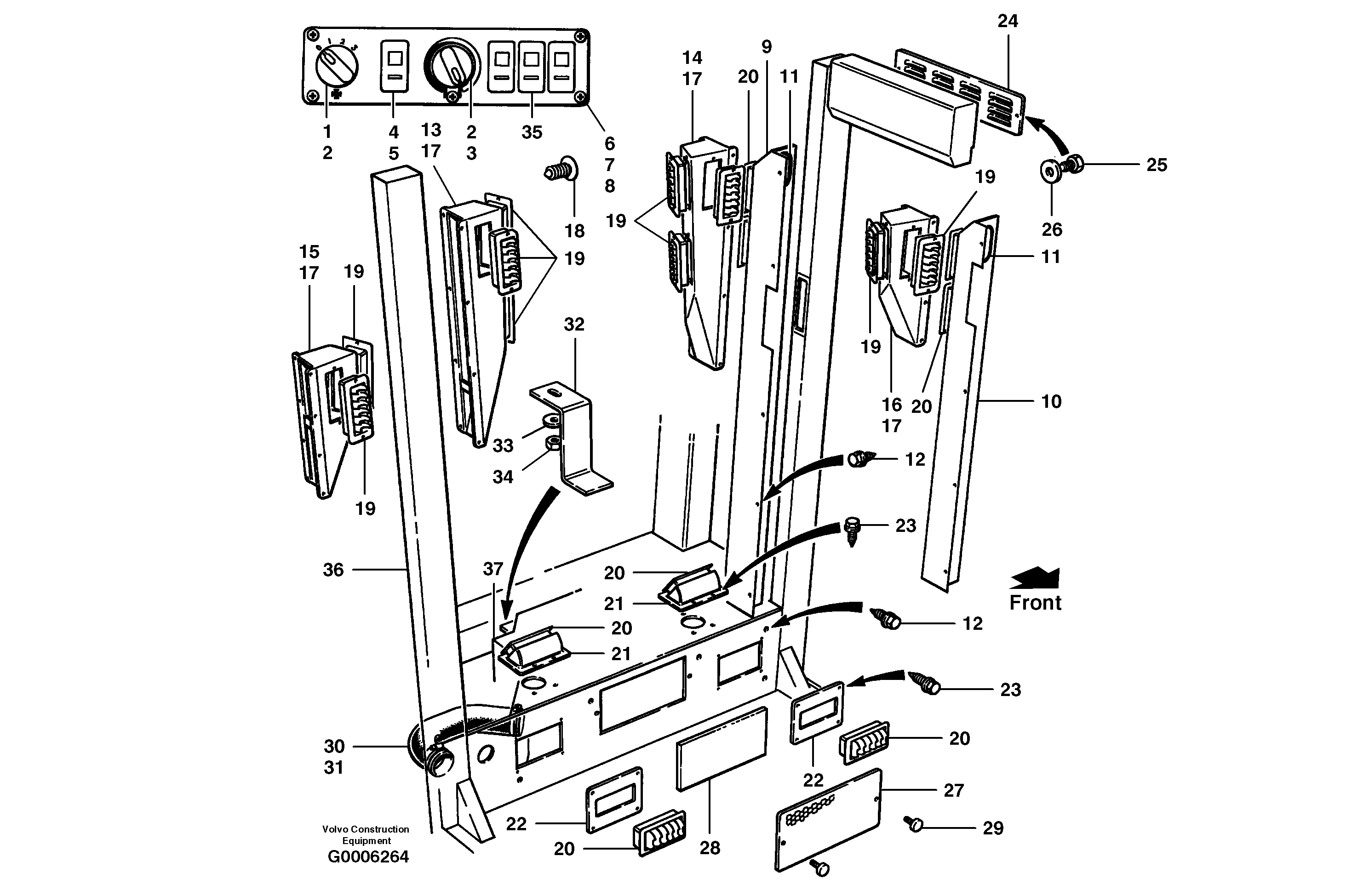 Схема запчастей Volvo G700B MODELS S/N 35000 - - 101547 Heater and air conditioning installation 