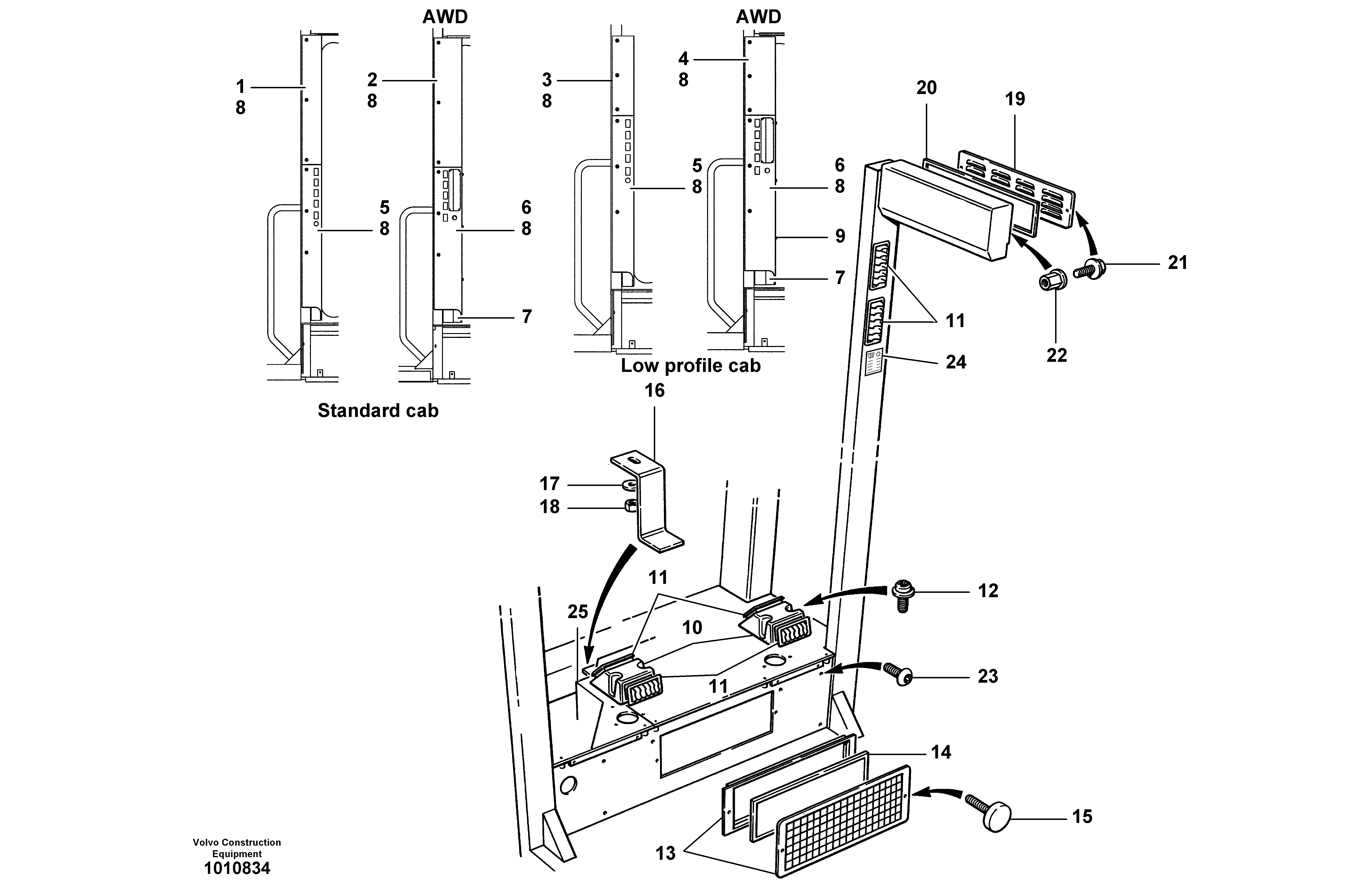 Схема запчастей Volvo G700B MODELS S/N 35000 - - 40963 Heater installation - non-pressurized 