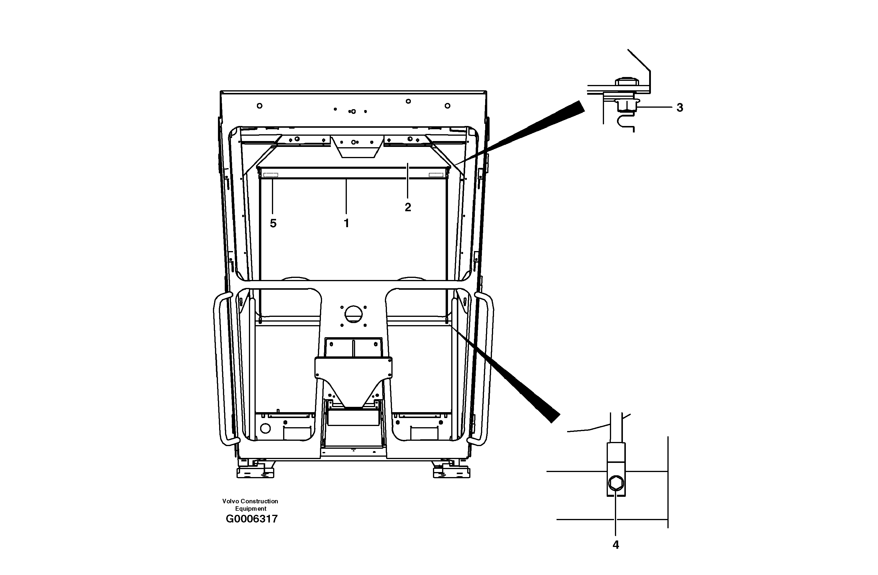 Схема запчастей Volvo G700B MODELS S/N 35000 - - 39741 Cab blind - rear window - standard cab 