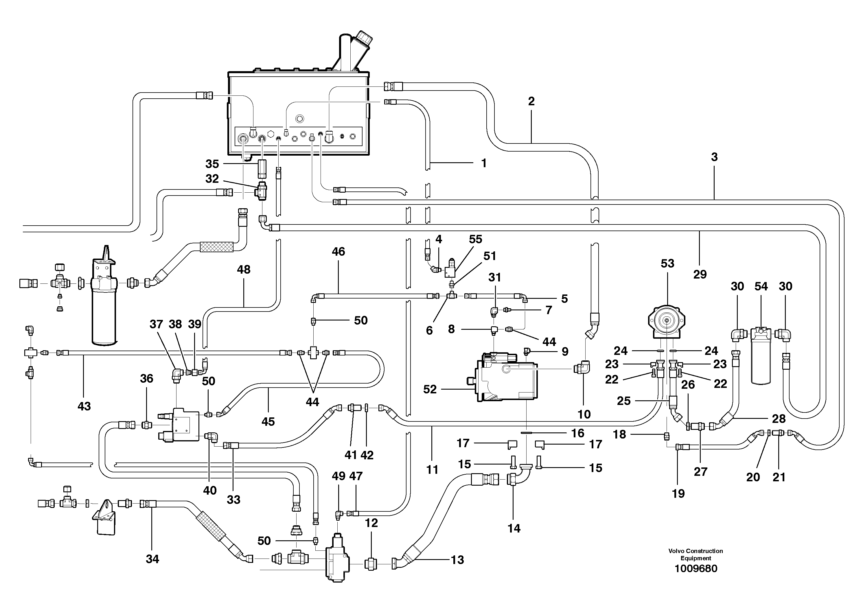 Схема запчастей Volvo G700B MODELS S/N 35000 - - 47960 Main Hydraulic circuit - rear 