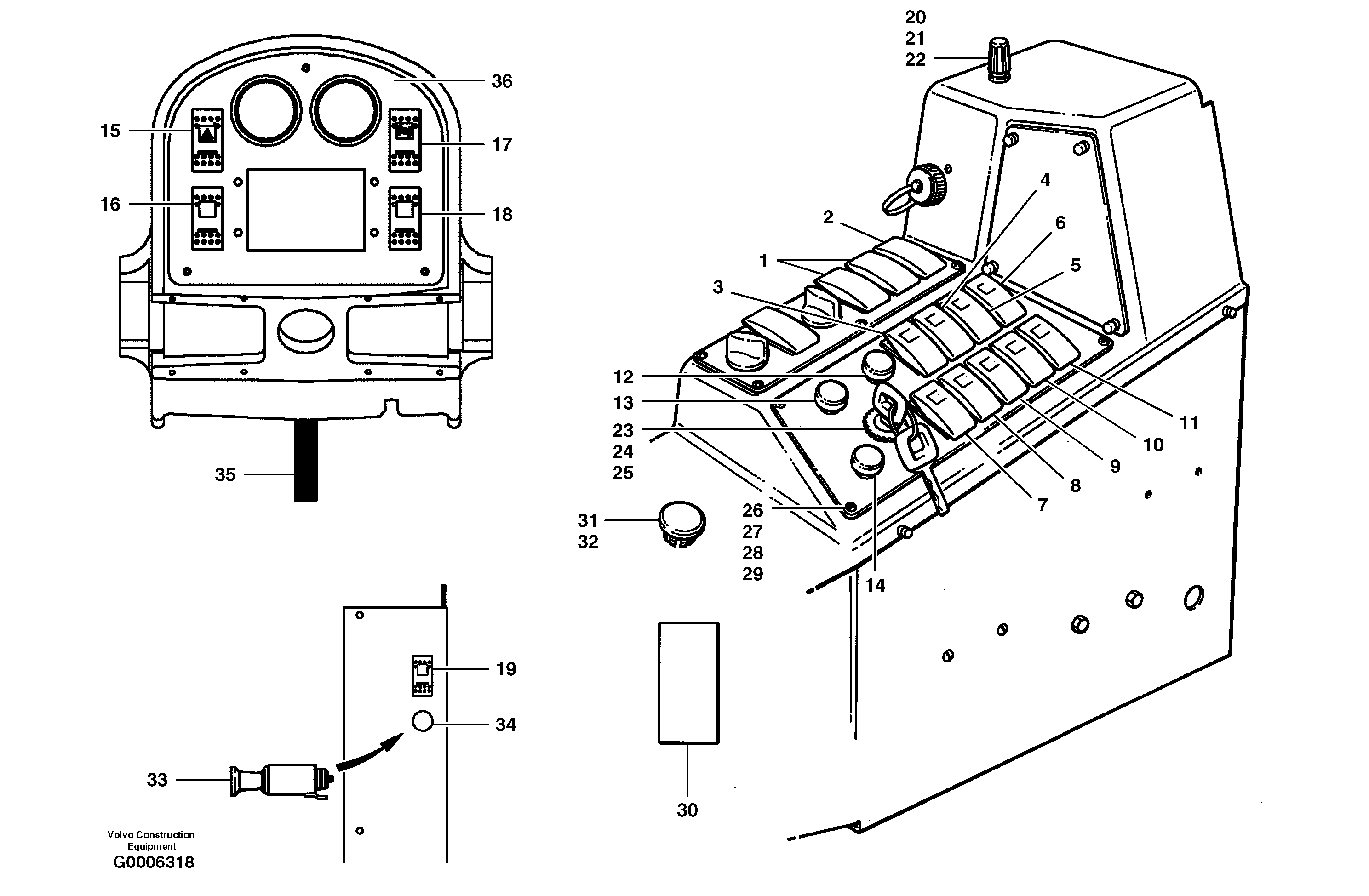 Схема запчастей Volvo G700B MODELS S/N 35000 - - 106041 Switches 