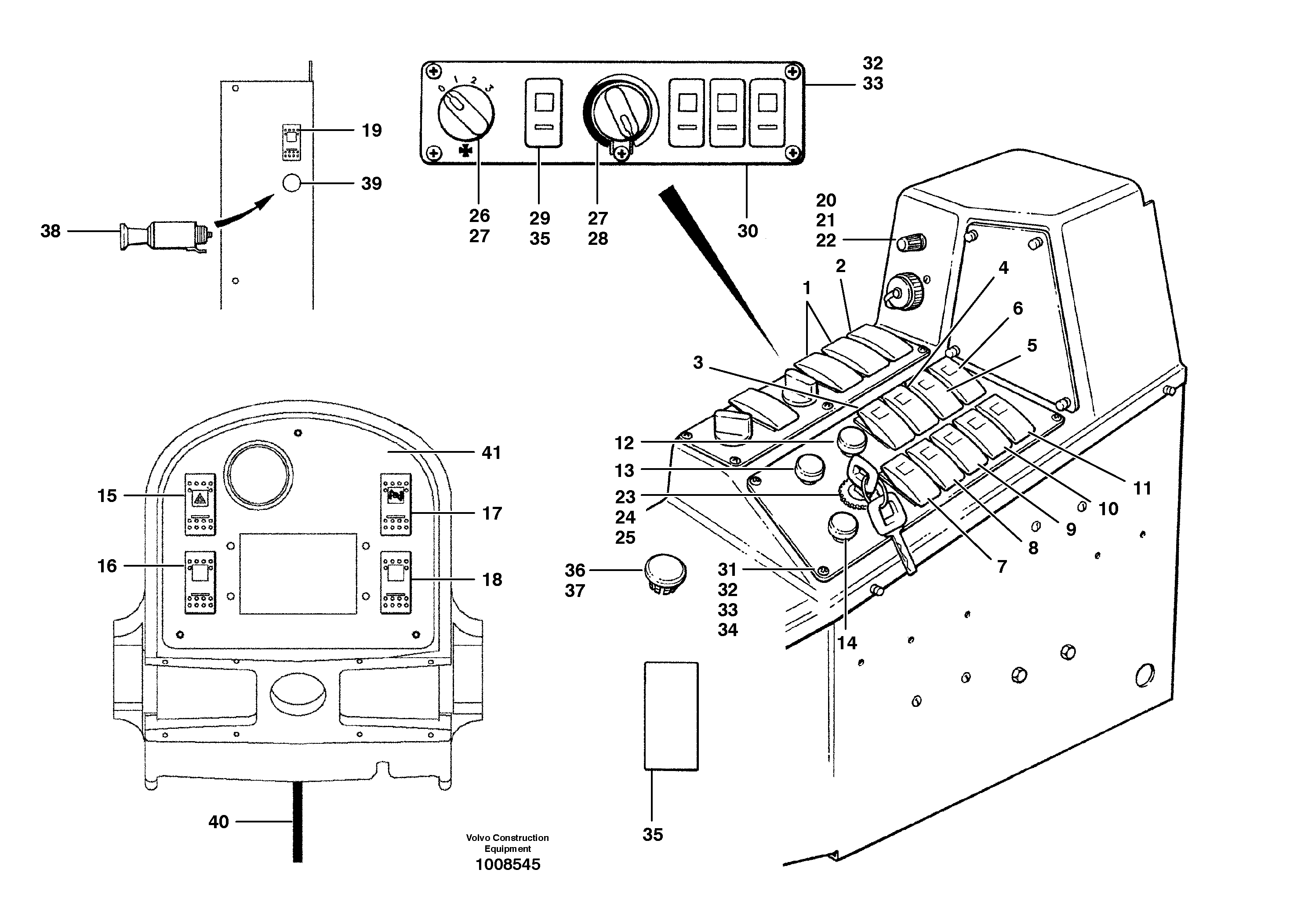 Схема запчастей Volvo G700B MODELS S/N 35000 - - 7827 Switches 