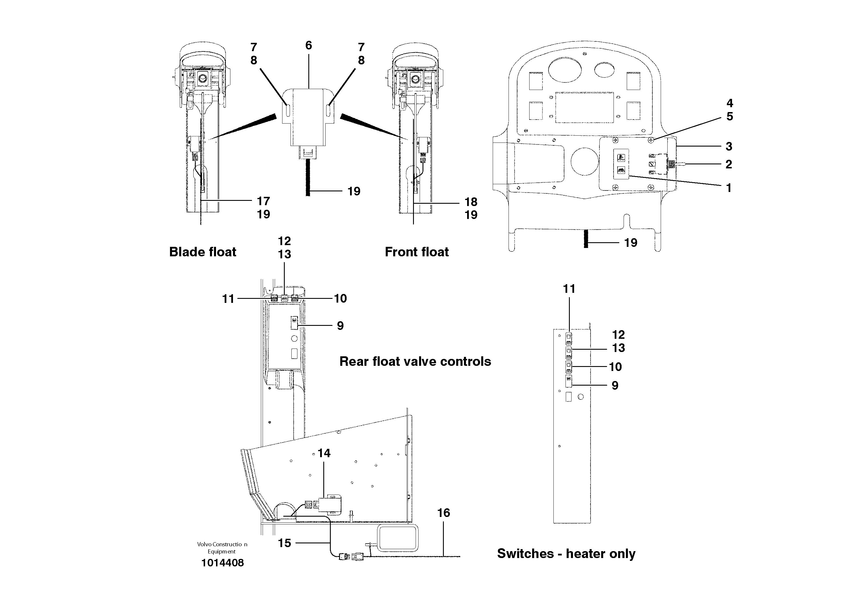 Схема запчастей Volvo G700B MODELS S/N 35000 - - 47318 Electric float controls 