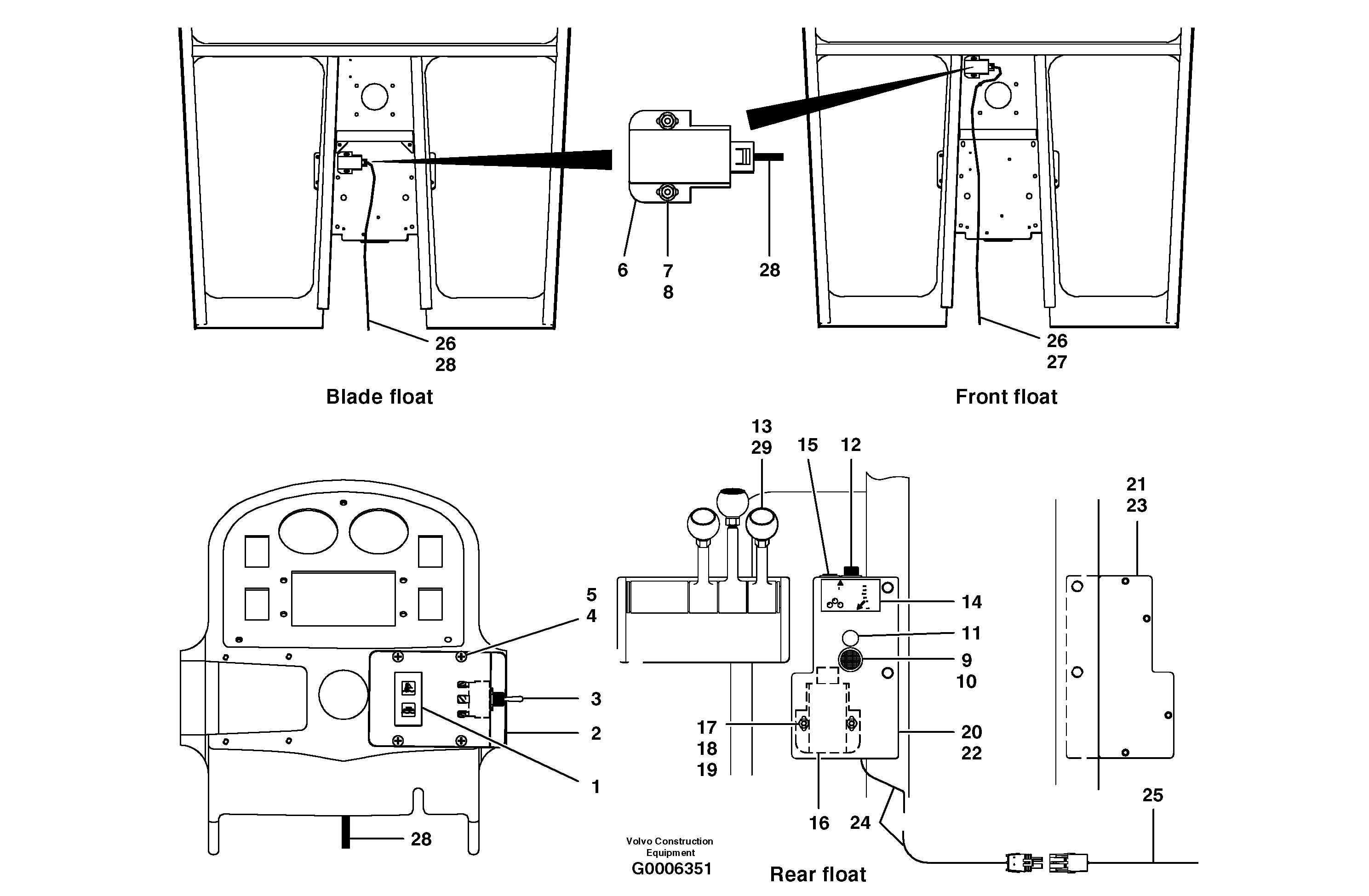 Схема запчастей Volvo G700B MODELS S/N 35000 - - 7828 Electric float controls 